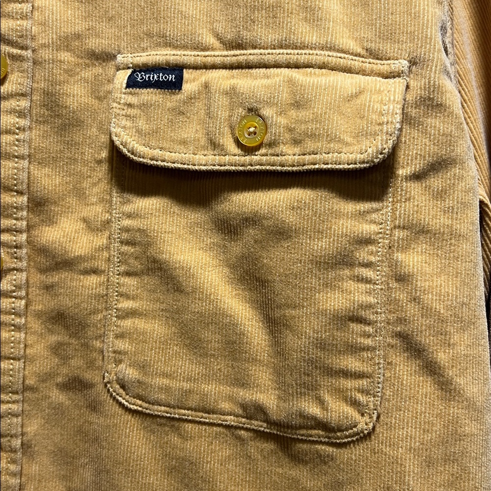 BRIXTON Archie Corduroy Button Down LS Shirt Nugget Gold Men's M - Picture 4 of 9